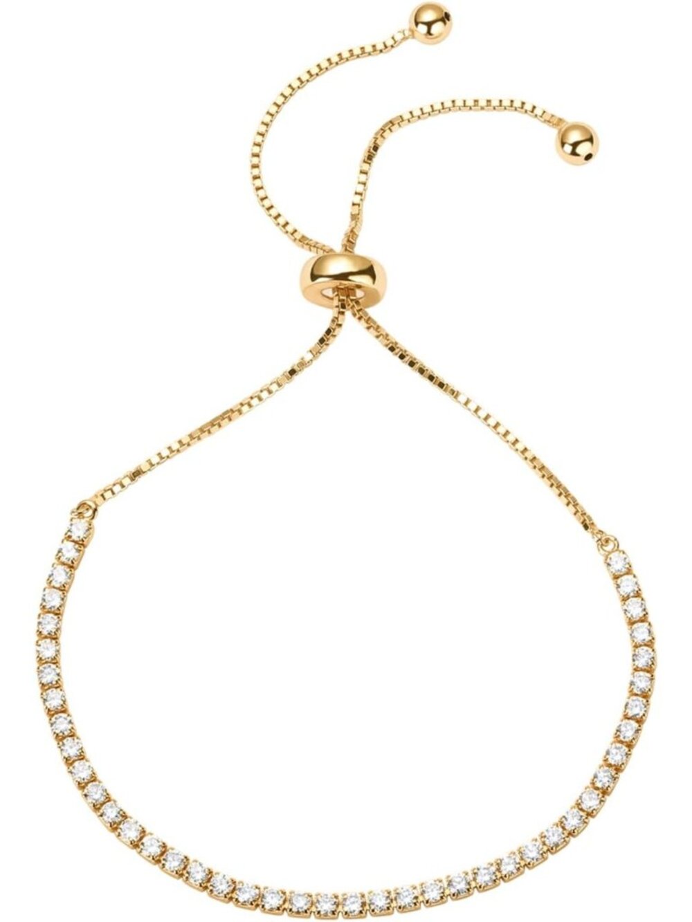 Adjustable 14K Gold Plated Tennis Bracelet for Women with Sparkling CZ Stones